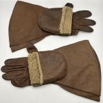 WWI British Royal Flying Corps Leather Combination Flying Gloves / Gauntlets.