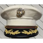 WWII US Marine Corps Officer White Visor Cap.  ​