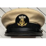 WWII USN Band Member Khaki Visor Cap