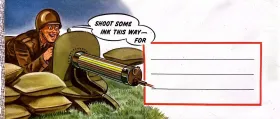 WWII US Army "Shoot some Ink on This Way" Humorous Cartoon/Comic Envelope