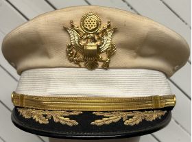 US Army Officers Dress White Visor Cap