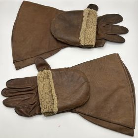 WWI British Royal Flying Corps Leather Combination Flying Gloves / Gauntlets.