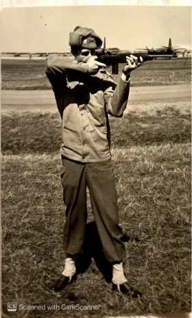 WWII Original US Troop Holding M1 Carbine Photograph